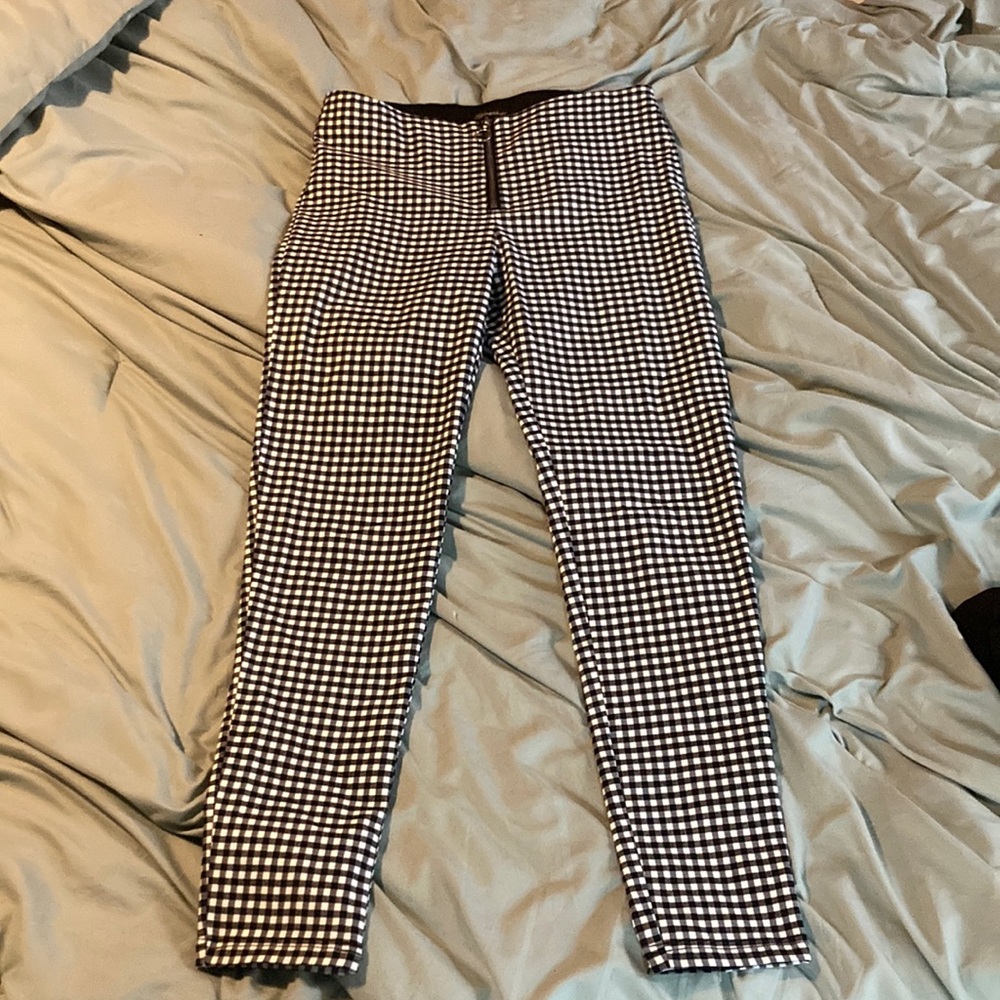 White/Black High-Waisted Skinny Ankle Pants. Worn once!